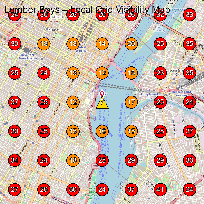 Lumber Boys GeoGrid visibility map for Hardware Store in Glendale